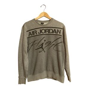Vintage AIR JORDAN Nike FLIGHT Striped JUMPMAN Gray Sweatshirt Women’s XL